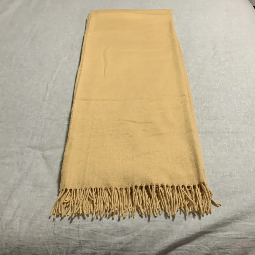 CO. BI. REY Camel Fringe 100% Pure Cashmere Throw Made In Italy 72X56”
